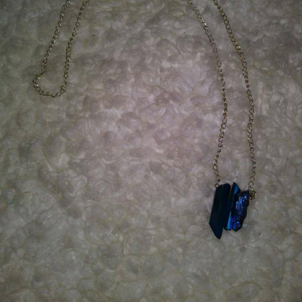 Peacock crystal pendant on 2-tone chain